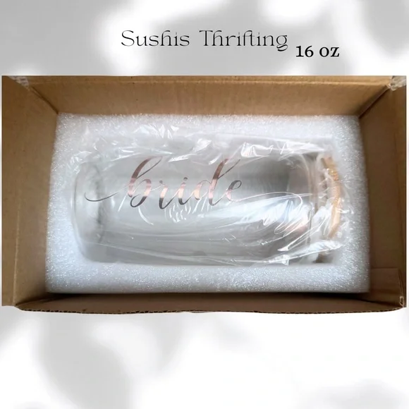 Bride Glass Cup w/ Wooden Lid - Picture 3 of 5